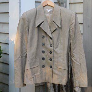 Vintage Talbots Tan Linen Cotton 10 Button Double Breasted Jacket Sz 4
